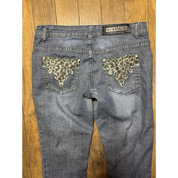 Y2K Decoded Jeans mcbling animal print back pocket Low Rise - Size 7 - Picture 2 of 5